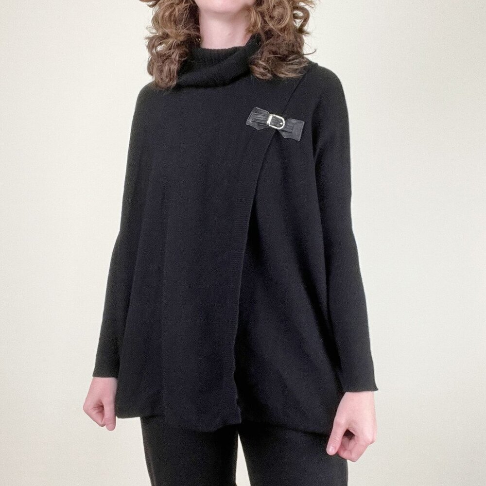 100% Cashmere Neiman Marcus Sweater Cape Shawl Loose Oversized Relaxed Fit Long
